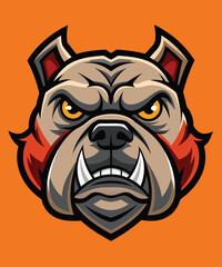 brave animal bulldog head face mascot design vector illustration, logo template isolated