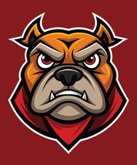brave animal bulldog head face mascot design vector illustration, logo template isolated