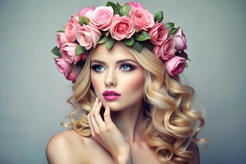 Fototapeta premium portrait of a woman with flowers