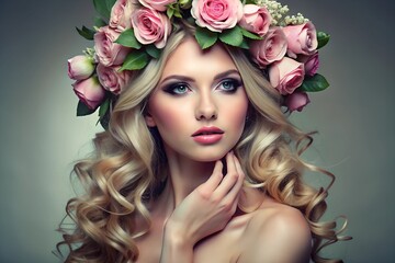 Fototapeta premium portrait of a woman with flowers