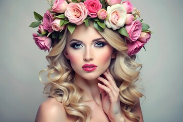 Naklejka premium portrait of a person with flowers