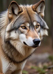 Fototapeta premium Grey Wolf (Canis lupus) Portrait, ai