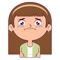 girl scared face cartoon cute