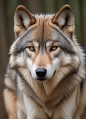 Fototapeta premium Grey Wolf (Canis lupus) Portrait, ai
