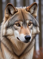 Fototapeta premium Grey Wolf (Canis lupus) Portrait, ai