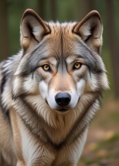 Fototapeta premium Grey Wolf (Canis lupus) Portrait, ai