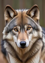 Fototapeta premium Grey Wolf (Canis lupus) Portrait, ai