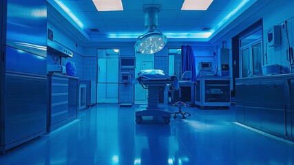 veterinary surgery in an operating room with blue filters and artistic lighting - Powered by Adobe