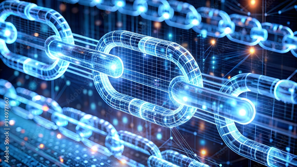 Poster digital blockchain ledger with secure connections