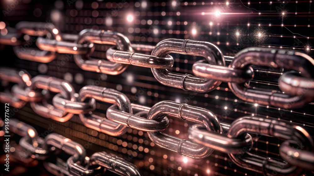 Poster digital blockchain ledger with secure connections
