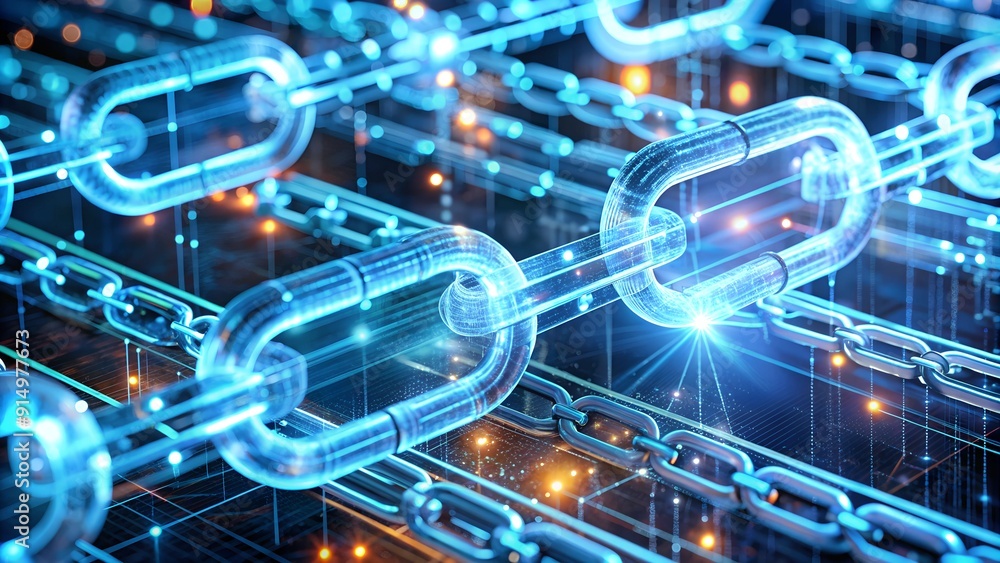 Poster digital blockchain ledger with secure connections