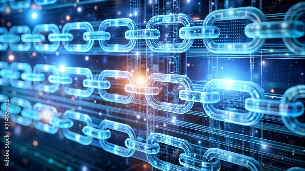 Poster digital blockchain ledger with secure connections