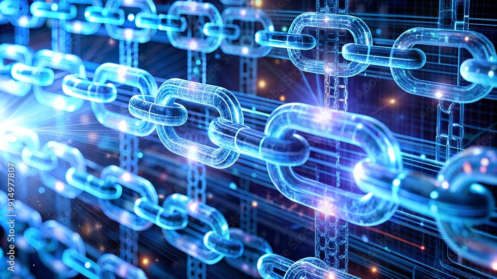 Poster digital blockchain ledger with secure connections