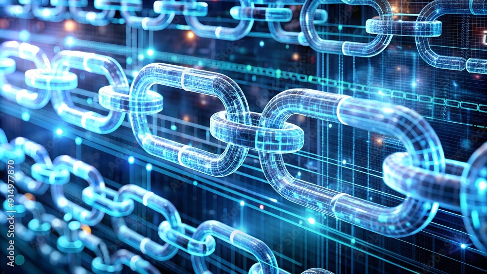 Poster digital blockchain ledger with secure connections