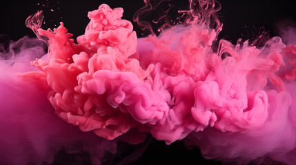 pink paint splash isolated on black background. paint background.