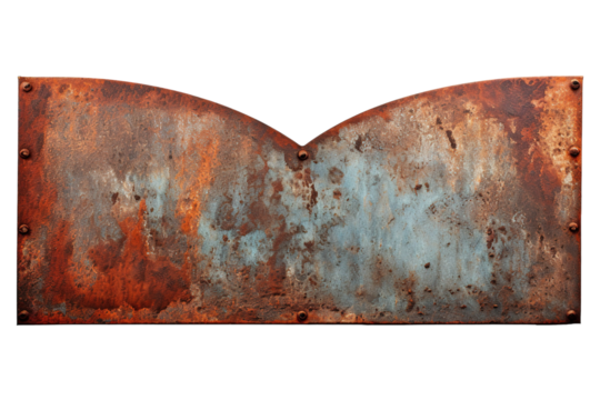 Rustic Metallic Art Piece With Intricate Texture Showcasing Age and Patina in a Contemporary Gallery Setting on Transparent PNG Background.