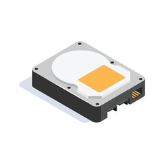 Isometric icon of a hard disk drive for data storage and computing
