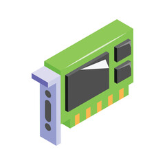 Get your hold on this creative icon of expansion card in isometric style