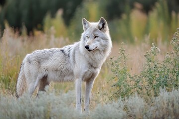 Fototapeta premium A grey wolf Canis lupus , ai