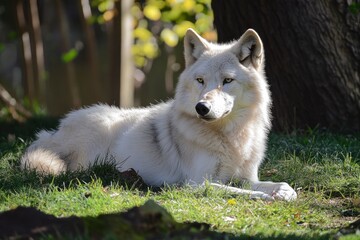 Obraz premium A grey wolf Canis lupus , ai