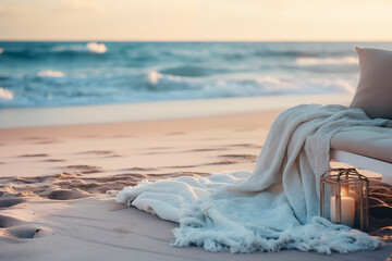 Beach at sunset. Relaxing summer vacation concept