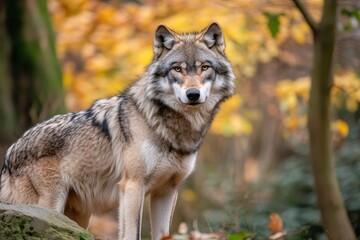 Naklejka premium A grey wolf Canis lupus , ai