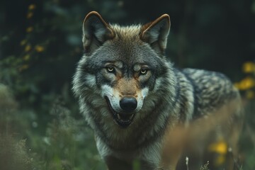 Fototapeta premium A grey wolf Canis lupus , ai