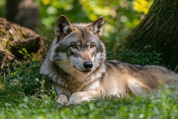 Naklejka premium A grey wolf Canis lupus, ai