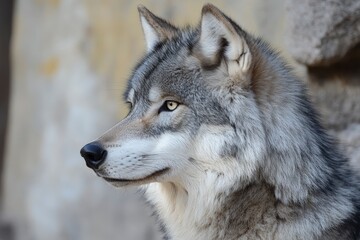 A grey wolf Canis lupus, ai