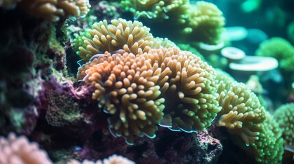 Underwater Scene With Coral Reef And Exotic Fishes