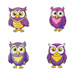Fototapeta premium set of owls isolated