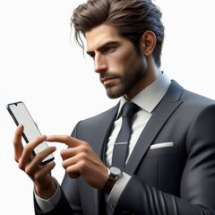 a man is holding a phone that says samsung on it.