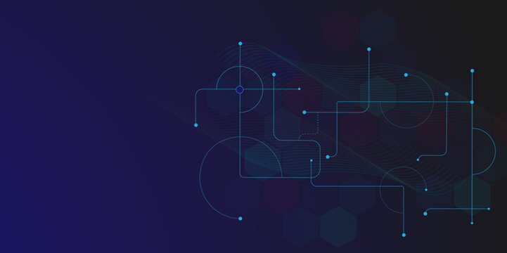 Vectors Abstract connecting lines and dots., Social networking, network connection and global communication technology background