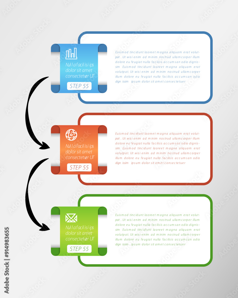 Aufkleber timeline infographic design with options 3 elements scheme, diagram templates. isolated on grey grad