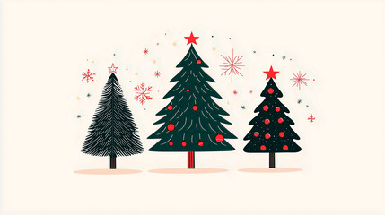 Obraz premium background drawing of 3 short fat christmas trees