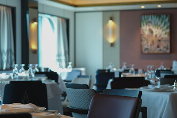 Art Deco interior design style furniture, carpets and paneling onboard classic ocean liner...