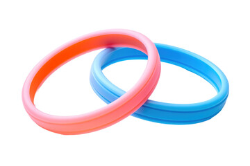 Colorful Silicone Bracelets Embracing Friendship and Playfulness on a Bright Surface on Transparent PNG Background.