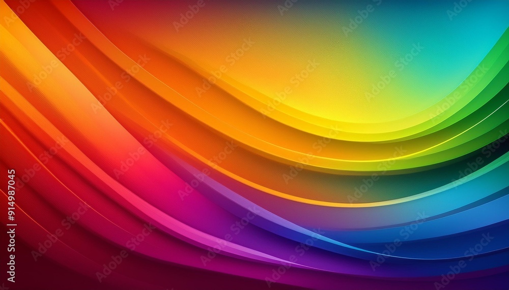 Poster colorful abstract wave pattern with smooth gradients transitioning from warm to cool hues, suitable 
