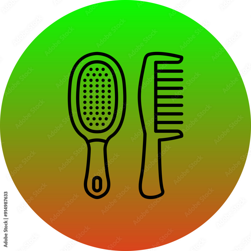 Poster hair brushes icon