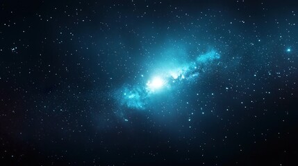 Obraz premium A stunning abstract image of a blue nebula with swirling clouds and bright stars in a dark space background.