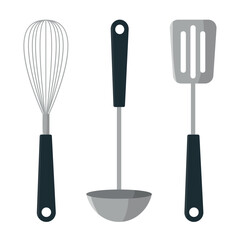 Kitchen utensils icon set. Kitchen utensils isolated on white background. Vector illustration.