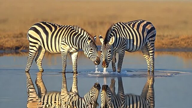 Zebras near a body of water