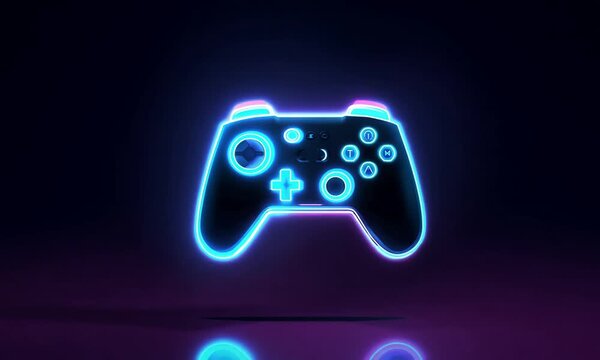  game controller neon controller low poly on dark background