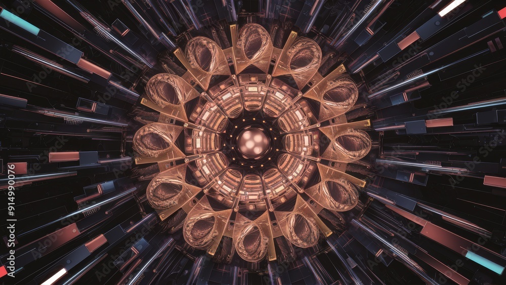 Poster abstract 3d fractal technology background rendering