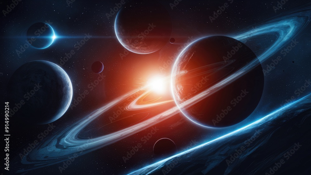 Poster highquality 3d illustration of planets in deep space featuring stunning realistic visualization in d