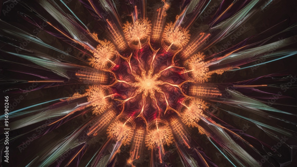Aufkleber abstract multicolor fractal light background in 3d manual rendering