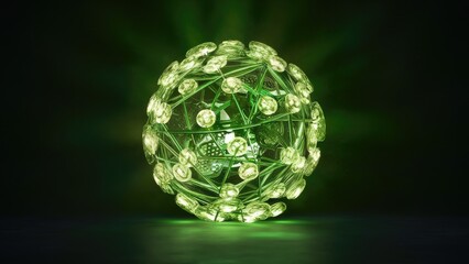 Illuminated Green Light on a Dark Background
