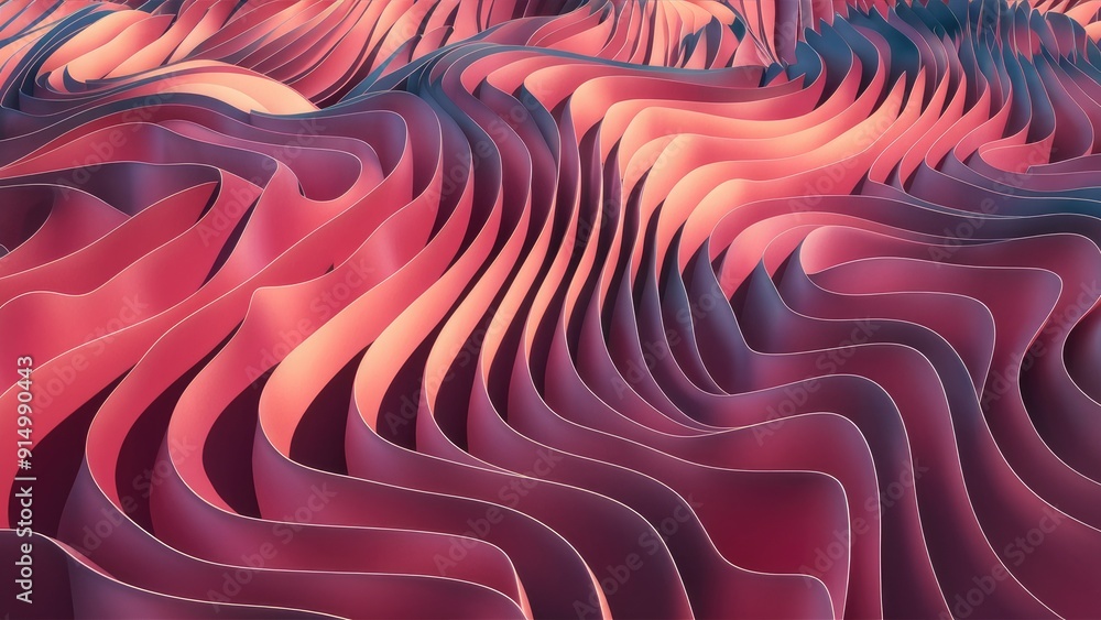Poster abstract wavy surface with topographic patterns