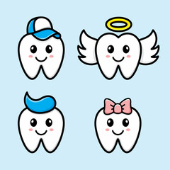 cute healthy teeth cartoon,  style vector illustration.
