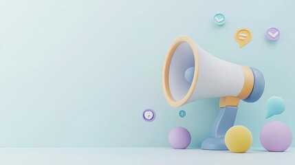 Real-time marketing, dynamic content, 3D illustration, instant engagement concept, copy space.